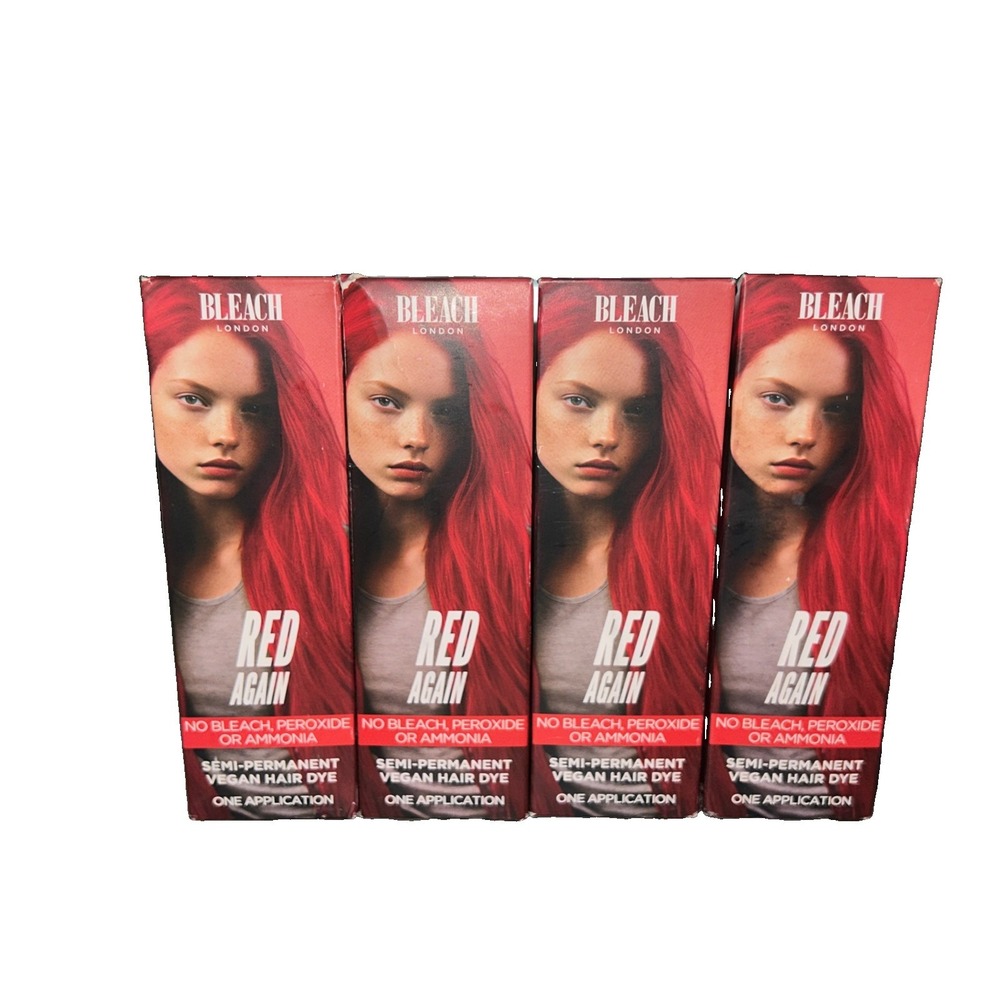 Lot of 4: Bleach London Red Again Semi-Permanent Hair Dye 5.07 FL. Oz.